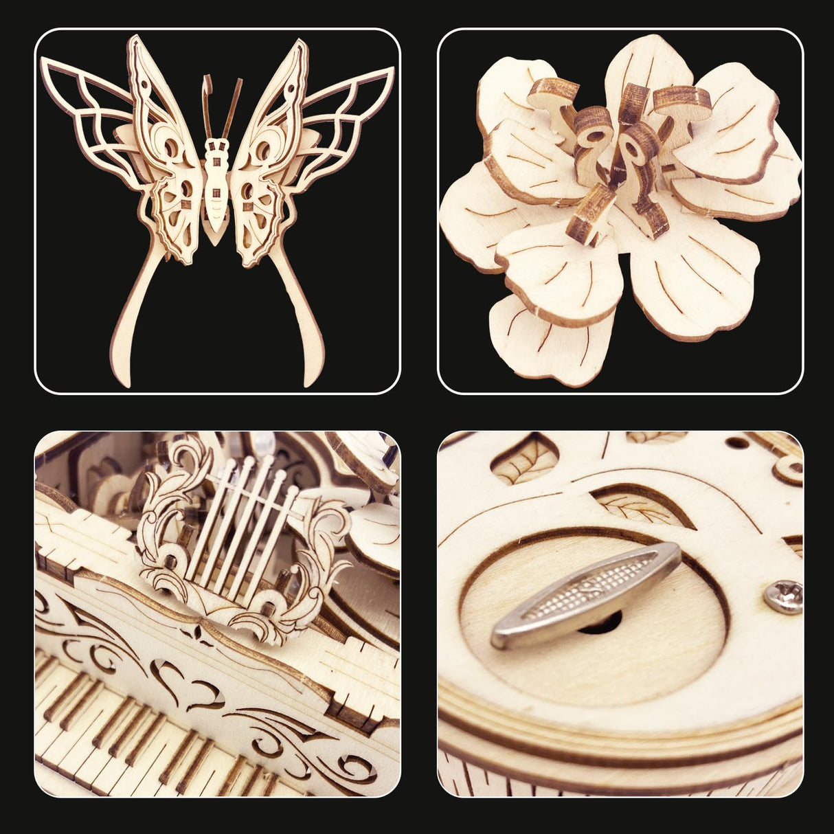 3D Wooden Puzzle for Adults - Piano DIY Music Box Wood Model Kits Construction Craft Kits Mechanical Jigsaw Puzzles for Age 15+ Years Old auryee