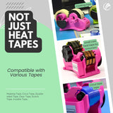 echomerx Pink Heat Tape Dispenser - Sublimation Tape Dispenser to Pre-Cut Heat Resistant Tape | Heat Transfer Tape, Fast Multi-Tape Cutter, Semi-Automatic, Manual Video & 1" Core for Scotch Tapes echomerx