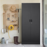 Wanfu Metal Storage Cabinet with Locking Doors and Adjustable Shelves, 71” Tall Steel Storage Cabinets for Garage, Home Office, Pantry(Black) Wanfu