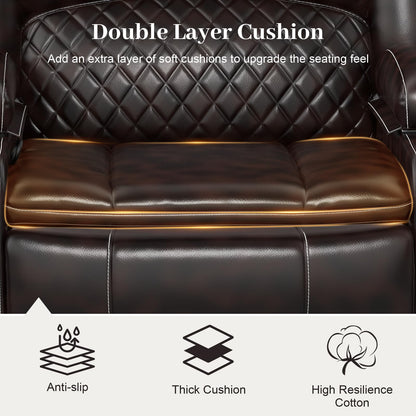 Yolsali Loveseat Recliner Sofa Set with 2-Tier Cushion, 2+1 Pieces in Living Room, 2 Seater Reclining Loveseat Leather with Removable Console, 1 Oversize Recliner Chair Sofa Seat