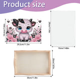 JISHSHAY Diamond Art Serving Tray Diamond Painting Food Tray Gem Art Serving Platter Gem Painting Mosaic Kits for Adults DIY Kits for Adults, with Wood Handle 20×30cm/7.87×11.81in, Cow Cattle JISHSHAY