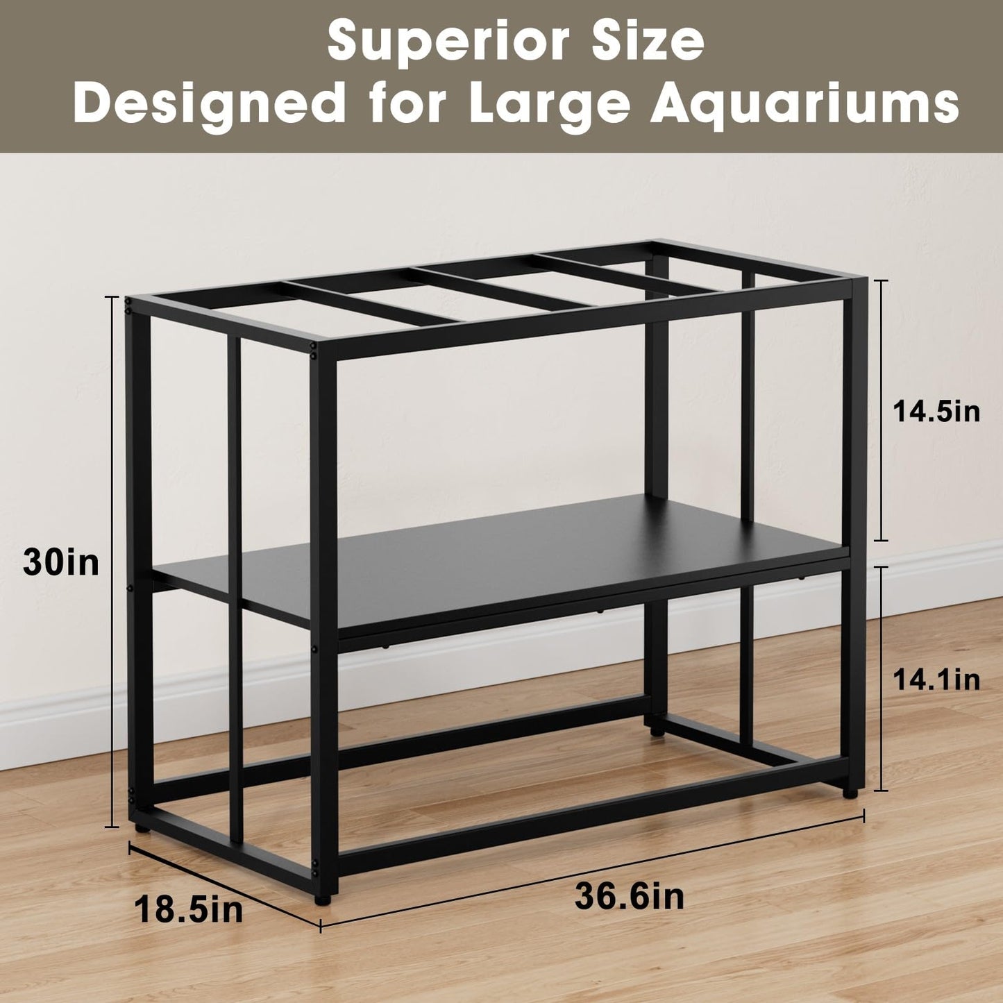 Urban Deco 40 Gallon Fish Tank Stand 660LBS Capacity For Aquarium Stand Metal Fish Tank Stand 38.2"x18.5"x29.5" Dual-Layer Design Terrarium Stand Ideal for Home and Office - WoodArtSupply