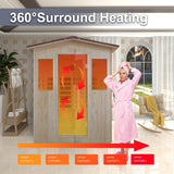 Outdoor Infrared Sauna 4 Person, Spruce Wooden Large Sauna 2600W 240V Heaters Panels With Lcd Display Control Multi Color Light Strip Bluetooth Speaker Oxygen Bar(59.06*47.24*81.89 inch Spruce) ZYKLZQ
