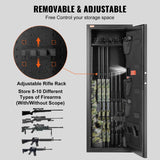 VEVOR 8-10 Rifles Gun Safe, Rifle Safe with Lock & Digital Keypad, Quick Access Tall Gun Storage Cabinet with Removable Shelf, Rifle Cabinet for Home Rifle and Shotguns VEVOR