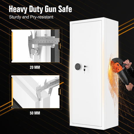 INTERGREAT 10-15 Rifle Gun Safe, Gun Cabinet for Home Rifle and Pistols with Digital Keypad and 4 Pistol Pockets, Quick Access Firearm Safes & Cabinets with Removable Shelf and Racks,White INTERGREAT