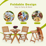 S AFSTAR 3 Pieces Patio Bistro Set, Acacia Wood Folding Bistro Set with Round Coffee Table & Padded Cushion, Outdoor Bistro Table and Chair Set of 2 for Patio, Balcony, Poolside & Porch (Beige) S AFSTAR