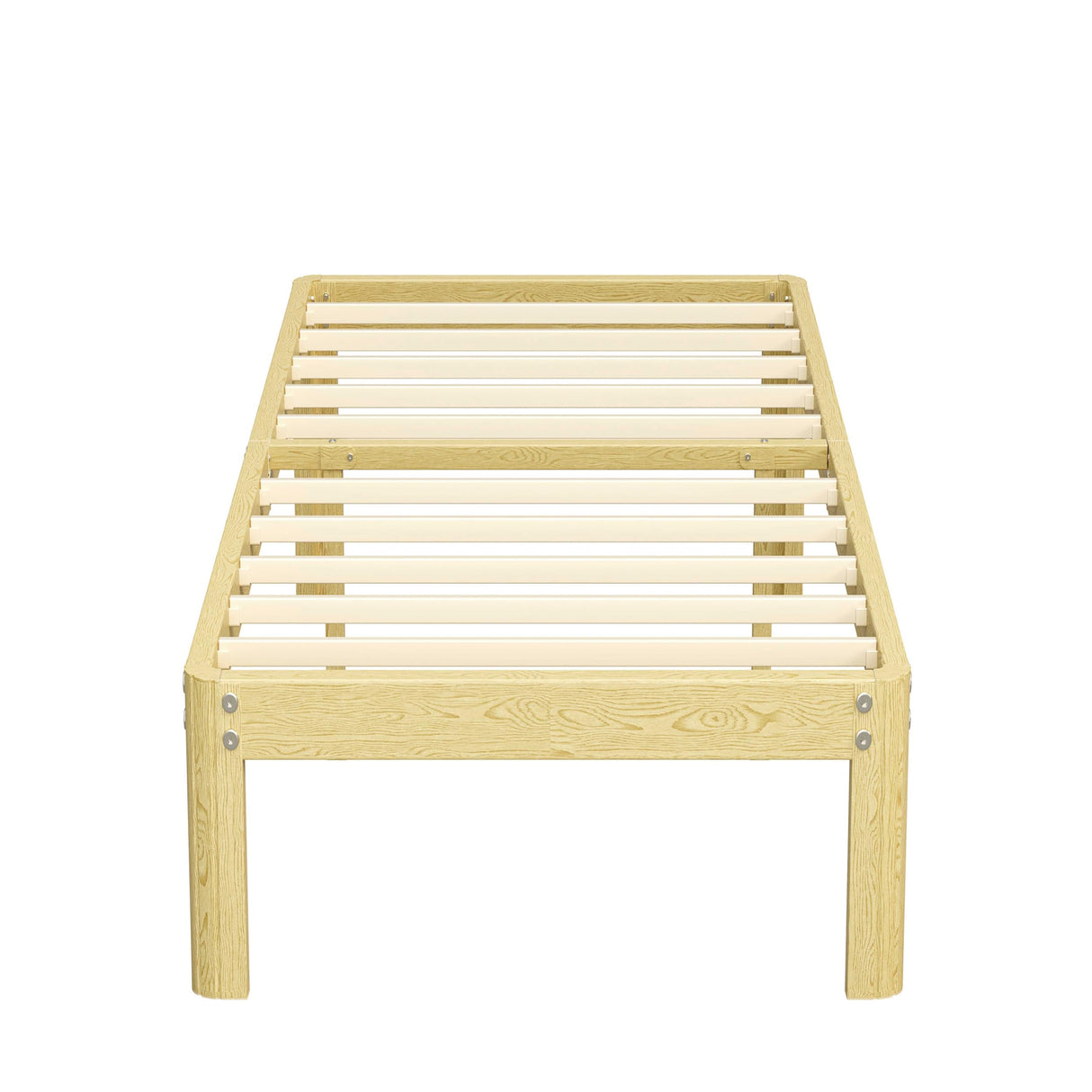 BOSRII Serenity Series Pine-Like Twin Size Metal Bed Frame, Thickened and Reinforced Heavy Duty Steel Structure with 3000 LBS Support,14 Inches High No Box Spring Needed, Easy Assembly BOSRII