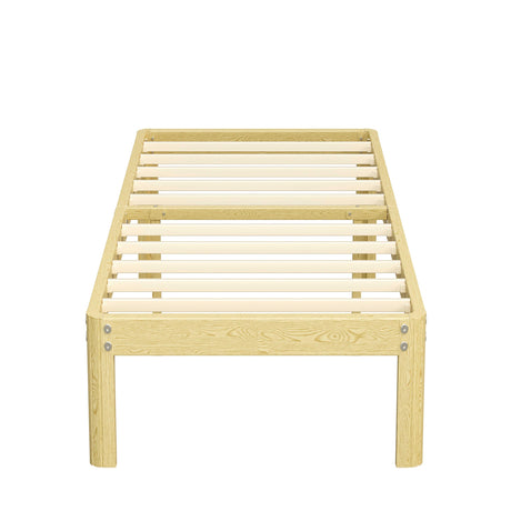 BOSRII Serenity Series Pine-Like Twin Size Metal Bed Frame, Thickened and Reinforced Heavy Duty Steel Structure with 3000 LBS Support,14 Inches High No Box Spring Needed, Easy Assembly BOSRII