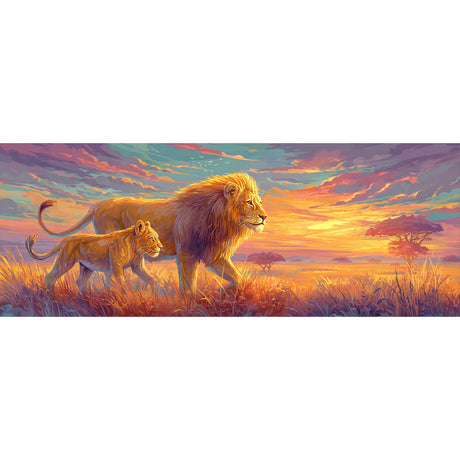Reofrey Large Diamond Art Kits for Adults Lion, 30x80cm/12x31.5inch Full Drill Round Rhinestone Big Diamond Painting Kit Animals, Cross Stitch Embroidery Canvas for Crafts Home Wall Decor Reofrey