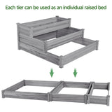 Yaheetech 3 Tier 47 x 47 x 22in Raised Garden Bed Horticulture Outdoor Elevated Flower Box Tiered Garden Bed Wooden Vegetables Growing Planter for Backyard/Patio/Gardener, Gray Yaheetech