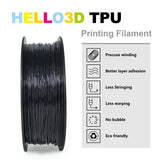 HEllO3D TPU Filament 1.75mm Flexible 3D Printer Filament,85A Soft 3D Printer Filament,TPU Elastomer 3D Filament,Vacuum Packed,Dimensional Accuracy +/- 0.05mm,1Kg Spool (1KG)(Black) HELLO3D