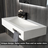 GESIPOR 36"x19" Wall Mount Bathroom Vanity with Sink Stone Resin Floating Vanity Sink Rectangular Vessel Sinks for Bathroom White Trough (Mirror Not Included) GESIPOR