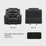 Lexicon Rocker Recliner Chair for Living Room, Wall Hugger Manual Recliner Chairs, Textured Microfiber Upholstered Rocking Reclining Chair, Home Theater Seating, Required Assembly, Black Lexicon