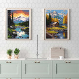 Ninonly 4 Pack Paint by Numbers Kit for Adults, Forest Paint by Number Kit Arts Kits for Beginners with Wooden Easel, Acrylic Painting, Framed Canvas for Gift Home Decor, 9 * 12 Inch Ninonly