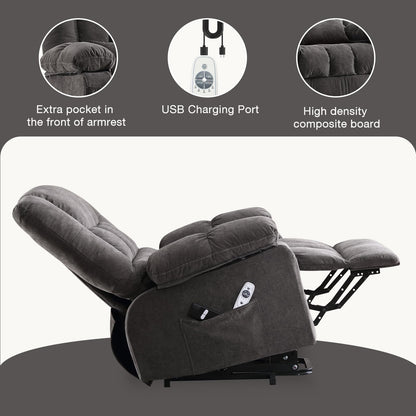 BOSMILLER Power Lift Recliner Chair Recliners for Elderly with Heat and Massage Recliner Chair for Living Room with Infinite Position and Side Pocket,USB Charge Port