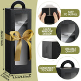 Ctosree 24 Pcs Tumbler Gift Box with Handle Gift Box for Sublimation Tumblers Heat Press Blanks Bottle clear Gift Box for Wine Bottle Cup Wrapping Packaging, 11 x 3.4 x 3.4 Inches (Black) Ctosree