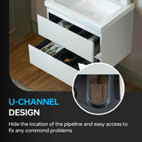 WOODBRIDGE 23-5/8 in. W x 19-5/8 in. D Wall Mounted Floating Vanity in Glossy White with Resin Composite Vanity Top in Glossy White WOODBRIDGE