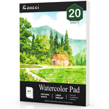 Koncci Watercolor Paper Pad (8.3"x11.7"-A4), 20 Sheets Watercolor Sketchbook, 140lb/300gsm, Glue Bound, Natural White, Cold Press & Acid-Free Water Color Paper for Adults Kids Beginner Students Koncci