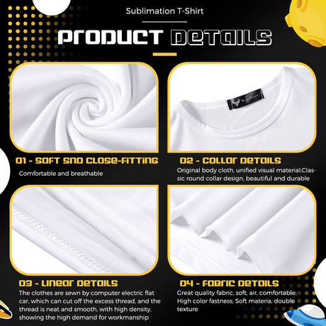 5 Pack Youth Sublimation Blank T Shirt White Polyester Shirts Crew Neck Short Sleeve Sublimation T Shirt (Medium) Tarpop