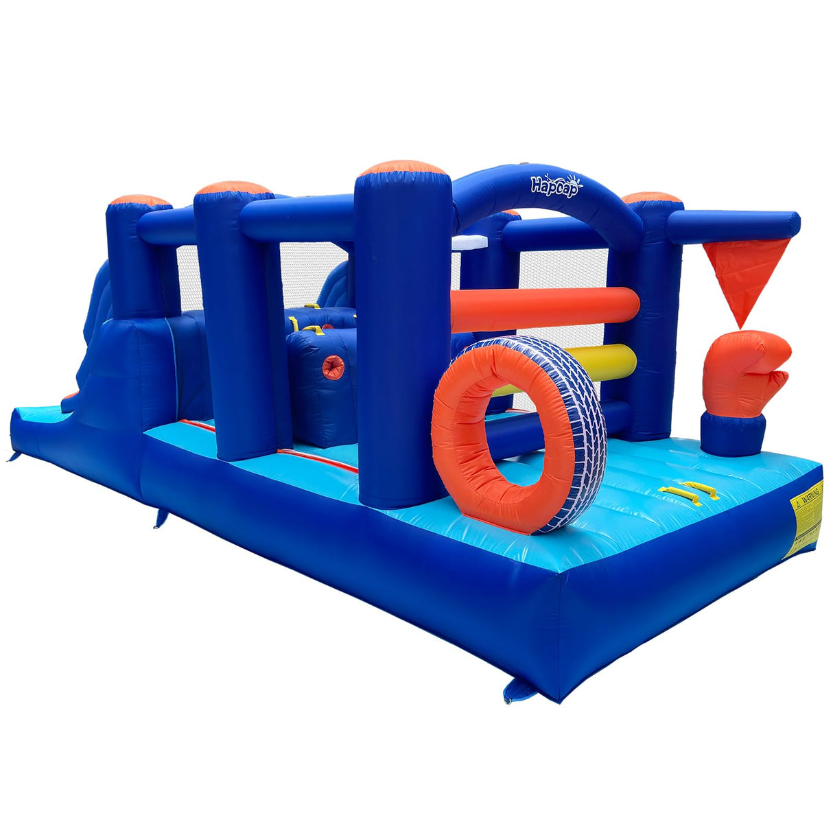 Hapcap 18' x 7.5' Inflatable Obstacle Course Bounce House for Big Kids,Wide Slide,2 Climbing Walls,Jumping Area,Simple Boxing Theme for Backyard Party Hapcap