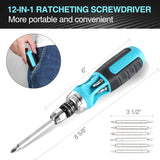 DURATECH Ratcheting Screwdriver, 12-in-1 Multi-bit Screw Drivers, Premium S2 Steel, Innovated Bits Quick-Load Mechanism, with Phillips, Slotted, Torx, Square Bits Stored in Handle DURATECH