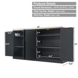 Sideboard Buffet Cabinet with Storage - 65’’ Large Farmhouse Buffet Table Coffee Bar Cabinets, Modern Accent Cabinet with Adjustable Shelf and 4 Doors, for Kitchen, Dining Room, Living Room, Black chartustriable