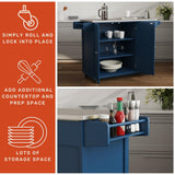 homestyles Mobile Kitchen Island Cart with Stainless Steel Top, Blue homestyles