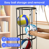 URMMIY Garage Ball Storage Rack - Wall-Mounted Vertical Ball Holder for Basketball, Soccer, Volleyball, Football - Space-Saving Sports Organizer for Garage, Home, Basement, Kids' Room, Outdoor Use URMMIY