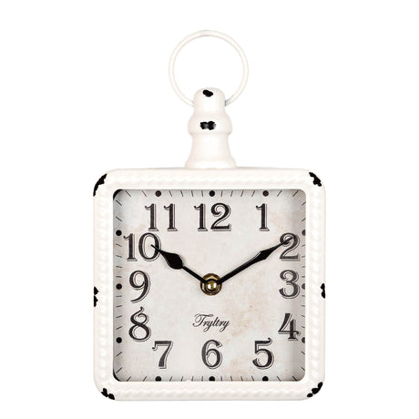 TRYLTRY Retro Rectangle Small Wall Clock, Battery Operated Silent White Vintage Decor Wall Clocks, Antique Old Design Style, for Farmhouse,Kitchen,Bedroom,Bathroom White Rectangle TRYLTRY