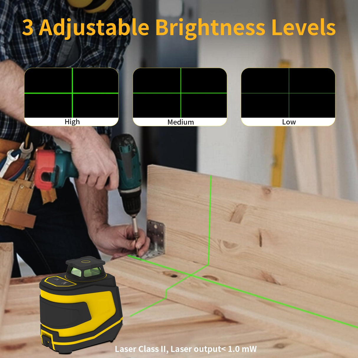 ASOBRIS 360° Laser-Level-with-Tripod Self-Leveling, Green Cross Line Laser with Horizontal Vertical Beam, Laser Tool for Picture Hanging Construction Floor Tile Wall, Carrying Pouch Battery Included ASOBRIS