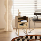 23inch Nightstand with Charging Station,2 AC outlets and 2 USB Ports, Mid Century Modern Nightstand, Bedside Tables for Bedroom, Natural Wood Side Table with Storage Drawer(Wood-1PCS) i-VTIES