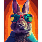 Graffiti Fluffy Rabbit Painting Animal Gray Bunny Paint by Number Kits 16 x 20 inch Canvas DIY Cartoon Wildlife Oil Painting for Kids Adults Beginner with Brushes and Acrylic Abstract Art(Frameless) TUMOVO