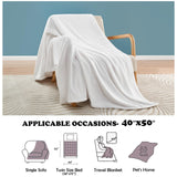 NEWCOSPLAY Super Soft Throw Blanket White Premium Silky Flannel Fleece Leaves Pattern Lightweight Bed Blanket All Season Use (White, Throw(40"x50")) NEWCOSPLAY