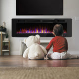 BOSSIN 72 inch Ultra-Thin Silence Linear Electric Fireplace, Recessed Wall Mounted Fireplace,750w/1500w, 12 Adjustable Flame Color & Speed,with Timer/Touch Screen Remote BOSSIN