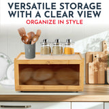 Culinary Couture Bamboo Bread Box for Kitchen Countertop - Large Capacity Storage BreadBox for Homemade Bread with Acrylic Window and Extra Top Storage Culinary Couture