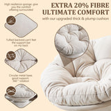 Papasan Chair,Papasan Chair with Cushion and Frame,Comfy Chenille Upholstered Round Reading Chair,Oversized 360° Swivel Accent Chair with Metal Base Lazy Chair for Bedroom,Living Room,Light Beige WIIS' IDEA