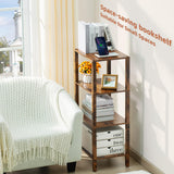 YUFAM 4 Tier Tall Wooden Bookshelf with Storage - Small Bookcase for Small Spaces, Small Shelf for Living Room, Office, Bedroom, Kitchen - Industrial Retro Brown Book Shelf YUFAM