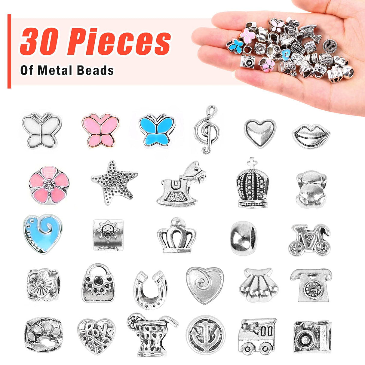 Flasoo Bracelet Making Kit, 85PCs Charm Bracelets Kit with Beads, Jewelry Charms, Bracelets for DIY Craft, Jewelry Gift Flasoo