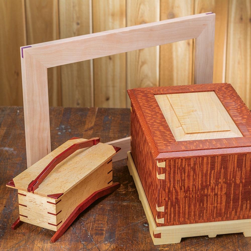 Router Table Spline Jig – Router Jigs and Templates for Small Boxes, Frames – Router Sled Holds Workpiece at 450 Angle - MDF Base w/ABS Sled Box Joint Jig - Fits Standard 3/8'' x 3/4'' Miter Slot ROCKLER