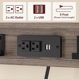 Tribesigns Bakers Rack with Power Outlets, 5-Tier Kitchen Storage Shelf, Microwave Oven Stand with Drawer, 65”H Coffee Bar Table, Kitchen Rack with Sliding Shelves and 6 Hooks, Grey Tribesigns