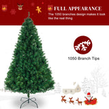Karl home 8ft Green Artificial Christmas Tree, Classic Spruce Tree with Sturdy Metal Stand for Home, Office, Party Festival Holiday Decoration,1454 PVC Branch Karl home