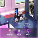 iSunirm 55 Gaming Desk with Hutch, Large Computer Desk with LED and Charging Station, Home Office Desk with Pegboard, Power Outlet, Storage and Monitor Stand, 55.2'' Gamer Desk PC Table, White iSunirm