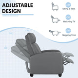Yaheetech Recliner Chair PU Leather Recliner Sofa Home Theater Seating with Lumbar Support Overstuffed High-Density Sponge Push Silver Gray Recliners Yaheetech