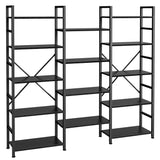 SUPERJARE Triple 5 Tier Bookshelf, Bookcase with 14 Open Display Shelves, Wide Book Shelf Book Case for Home & Office, Black SUPERJARE
