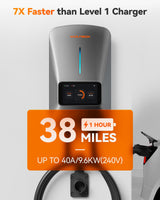 WOLFBOX Level 2 EV Charger 40 Amp - Smart Display, RFID Card, 25ft Cable, Outdoor/Indoor, NEMA 14-50 EV Charger Level 2, WiFi Enabled Electric Car Charger, 240V Electric Vehicle Charging Stations WOLFBOX