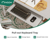 AODK 48" Computer Desk with Fabric File Cabinet and Drawer, Reversible Office Desk with Power Outlet and LED Light, Study Desk with Printer Stand, Keyboard Tray, Full Monitor Riser and PC Stand, White AODK