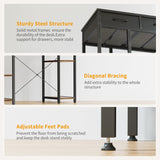 CubiCubi 47 Inch Computer Desk with 3 Drawers and Storage Shelves, Small Home Office Desk, Study Writing Table, Simple Desk for Bedroom, Black CubiCubi