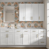 ROOMTEC Wood Wall-Mounted Cabinet,Bathroom Medicine Cabinet with Adjustable Shelves and 2 Soft-Close Doors,Laundry Storage Cabinet for Bathroom,Kitchen,Living Room 12" D*33" W*36" H,Shaker White ROOMTEC