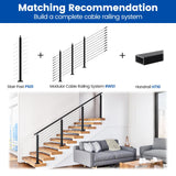 Muzata Black Stair Cable Railing Post 36 Inch for 25-35 Degrees Stair 36"x2"x2" Surface Mount T304 Stainless Steel Cable Railing System Kit Indoor Outdoor with Paper User Guide PS01 BA4S Muzata