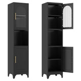 SteeLoong 75" Tall Bathroom Storage Cabinets，Black Narrow Bathroom Cabinet Freestanding with 2 Doors and Adjustable Shelves，Metal Narrow Pantry Cabinet for Kitchen,Living Room, Entryway SteeLoong